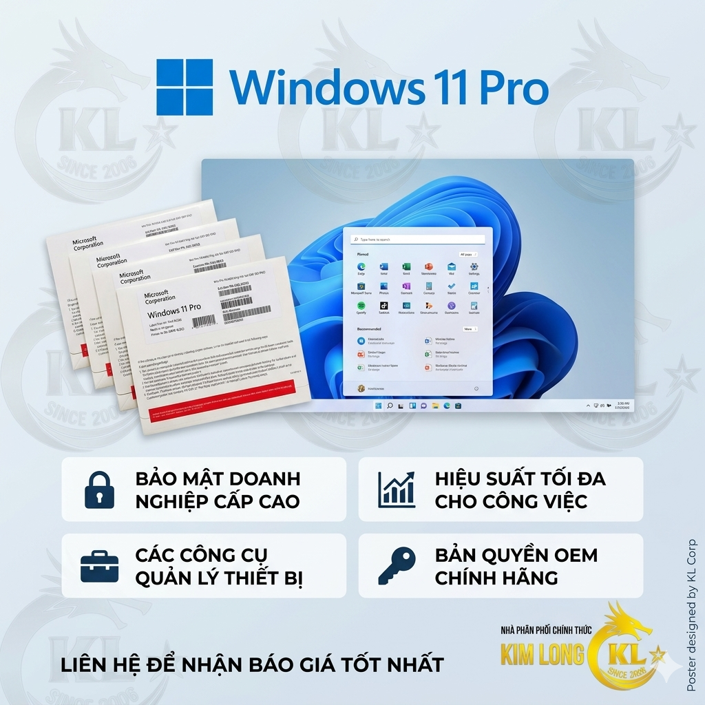 Phần Mềm Microsoft Windows 11 Pro 64bit English Intl 1PK DSP OEI DVD